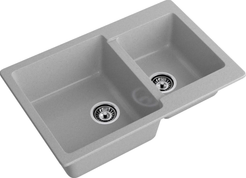 Мойка для кухни врезная Granfest Practic GF-P780K 78х51см глубина чаши 20см, мрамор, серый, с сифоном