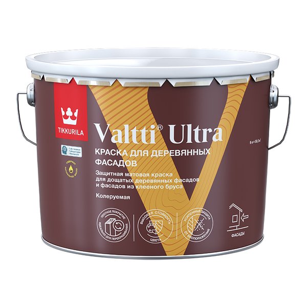 Краска для деревянных фасадов Tikkurila VALTTI ULTRA матовая База A (9л)