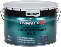 Грунт-эмаль по ржавчине 3в1 ЭКОДОМ Коричневый RAL 8017 (10кг)