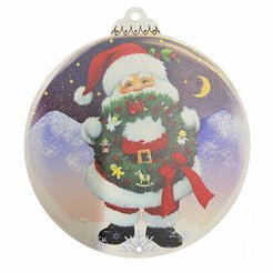 Украшение елочное Медальон дед мороз разноцветный 3x100x100мм