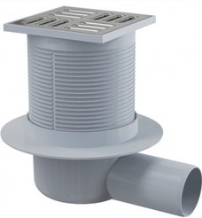 Трап сливной Alcaplast 105х105/50мм, боковая подводка, комбинированный гидрозатвор