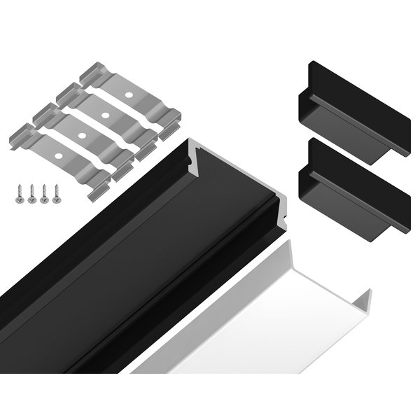 Профиль накладной для светодиодной ленты GP1700BK для ленты до 11мм черный/матовый 2м