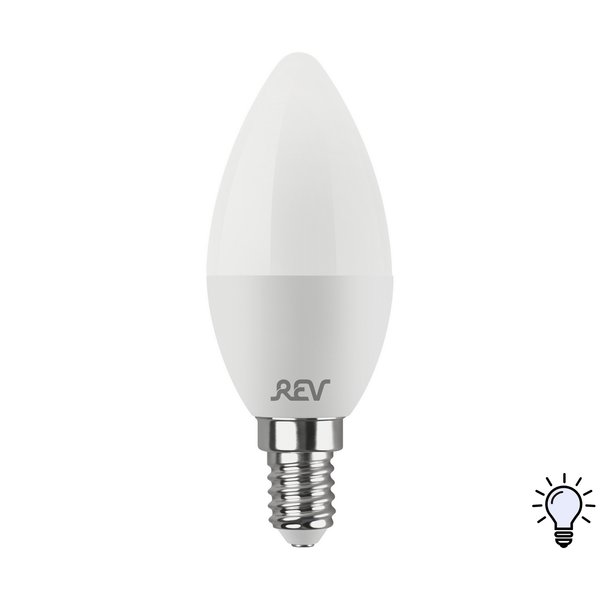 Лампа светодиодная REV 7Вт Е14 свеча 4000К свет нейтральный белый