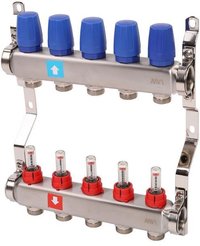 Группа коллекторная с расходомерами 1"x3/4" 5 вых.нерж.сталь