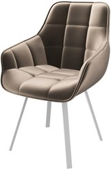 Стул кухонный Mamadoma Romeo d05 46х43х87см велюр/металл, бежевый/белый, поворотный