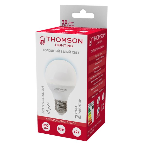 Лампа светодиодная THOMSON LED GLOBE 10W шарик E27 6500K свет холодный белый