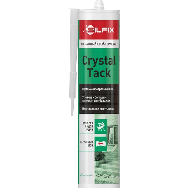 Клей-герметик MS-полимер SilFix Hybrid Bond Crystal Tack прозрачный (290/280мл)
