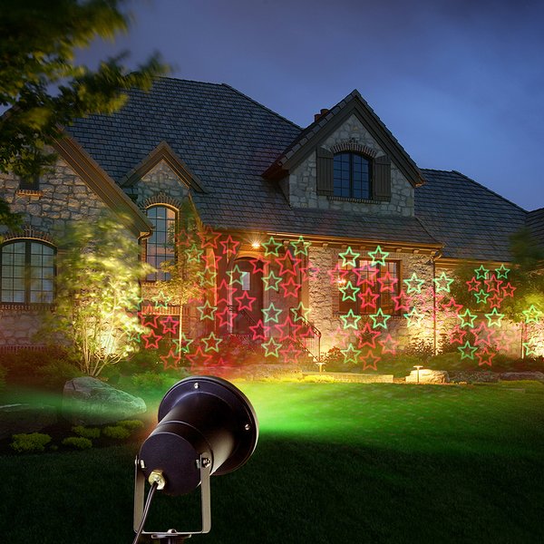 Проектор лазерный для улицы и дома 6 типов проекци двухцветный с пультом с блоком питания VEGAS