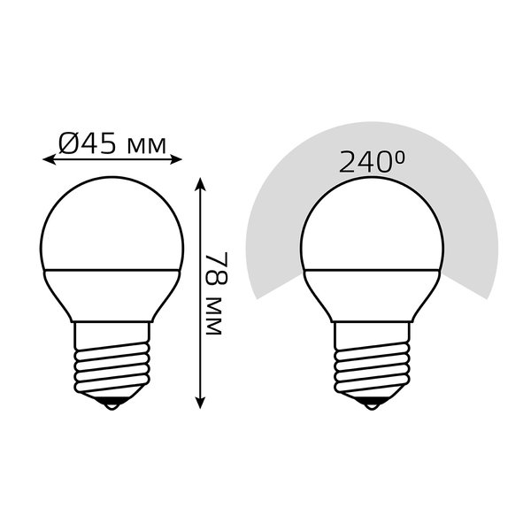 Лампа светодиодная Gauss 6.5Вт Е27 шар 4100K свет нейтральный белый