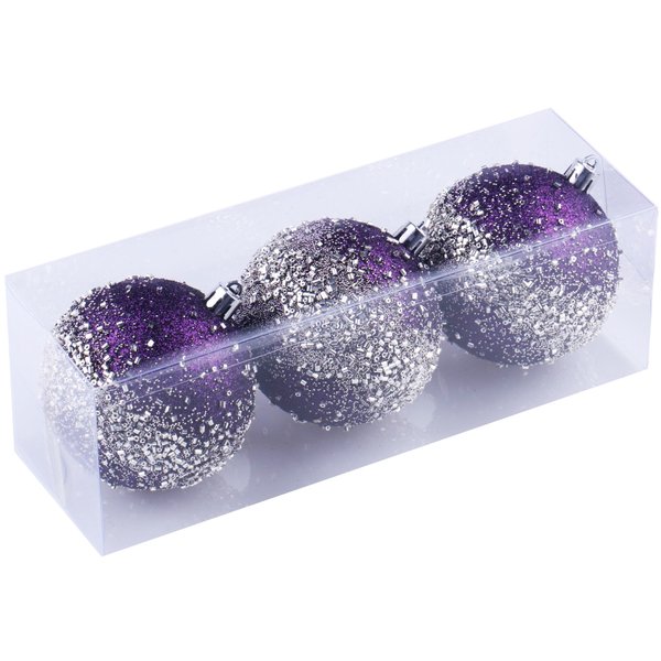 Набор шаров с узором 8см 3шт фиолетовый SYQB-0119245