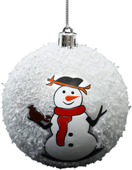 Шар с узором Снеговик 8см, заснеженный, серебро, SYQC2-0125126