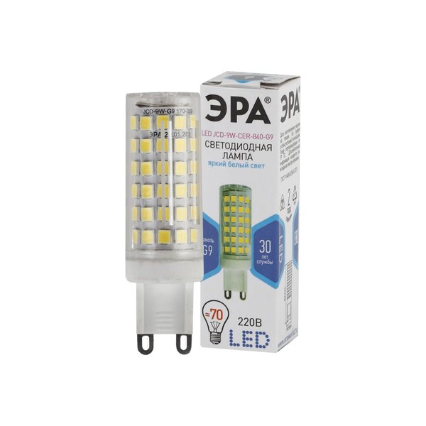 Лампа светодиодная ЭРА STD LED JCD-9W-CER-840-G9 G9 9Вт керамика свет нейтральный белый