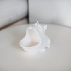 Кашпо декоративное Бульдог белый 13х19х12см, гипс