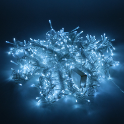 Электрогирлянда внешняя Занавес Водопад 2х2,4м 640LED IP44, холодный белый, с коннектором, прозрачный кабель