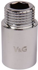 Удлинитель латунный V&G 1/2" xромированный 30мм