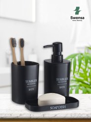 Набор аксессуаров для ванной RON дозатор для жидкого мыла, мыльница, стакан чёрный пластик
