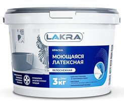 Краска интерьерная латексная моющаяся ЛАКРА Белая матовая (3кг)