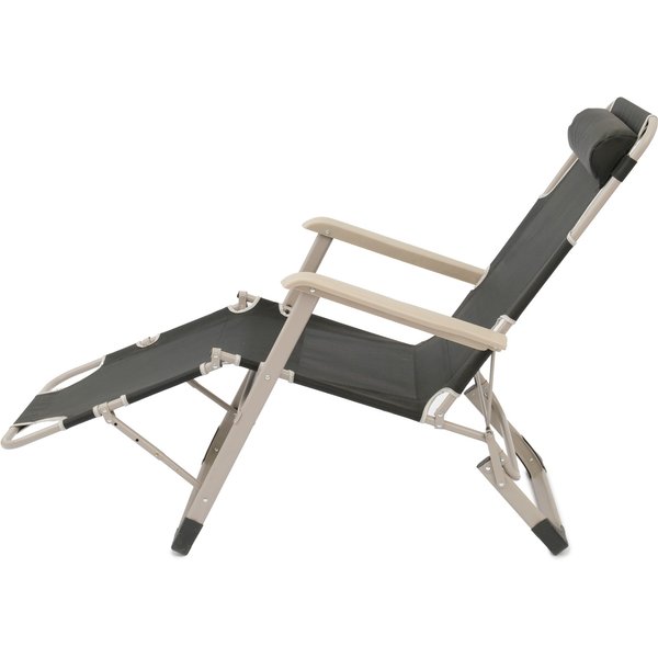 Кресло-шезлонг складное Токио 178х66см h78см, сталь/текстилен, черный/серебро, SP-166I