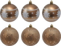 Набор шаров 6шт 8см, коричневый, ручная роспись, SYQB-0125344