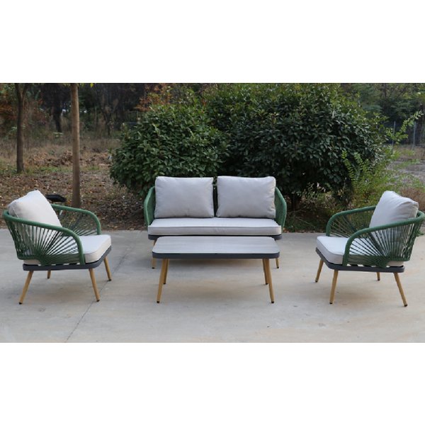 Набор садовой мебели Тоскана (столик+2 кресла+диван), сталь/текстиль, оливковый, L21-MSTO-299