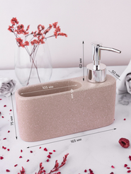 Дозатор д/моющего средства Good Sale 300мл 16,5х5х13,7см+губка, бежевый, керамика