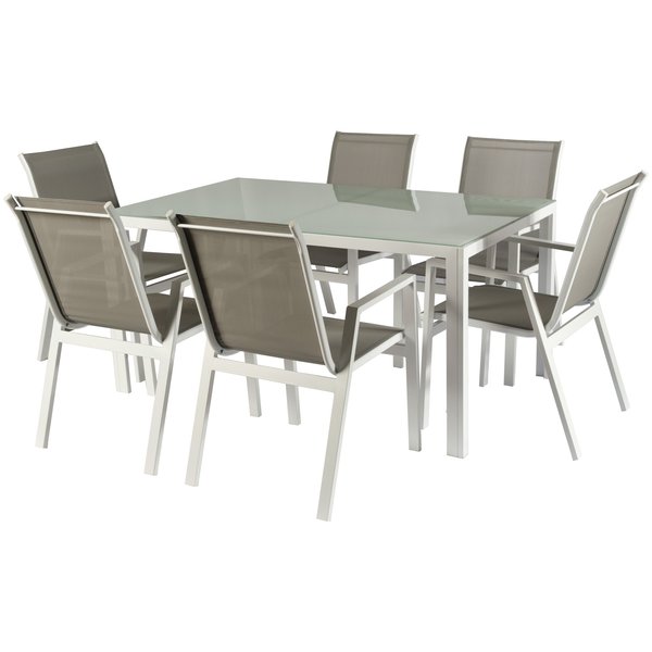 Набор садовой мебели Торонто (стол+ 6 стульев), сталь/текстилен, белый/серый, F0881