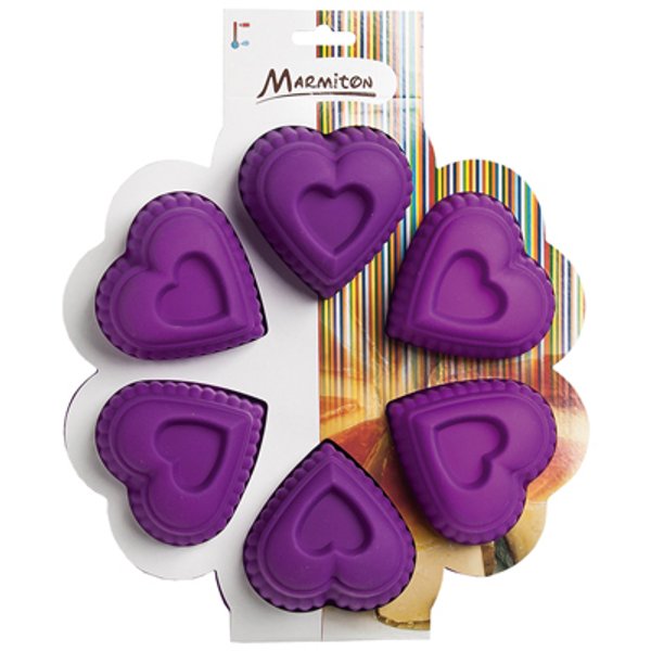 Форма д/выпечки Marmiton Сердце 24,5х4,5см, 6 ячеек, силикон