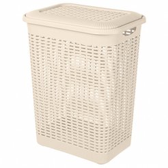 Корзина д/белья 50л 42х31х56см с крышкой, беж./серый, пластик
