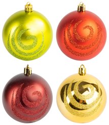 Набор шаров 4шт 8см зелёный+красный+золото SYQB-0122368