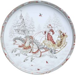 Поднос сервировочный Agness Морозко Тройка 33см сталь окрашенная