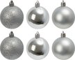 Набор шаров 6шт 6см серебро (глянец: 2шт, матовые: 2шт, глиттер: 2шт) JNPM25-01-S