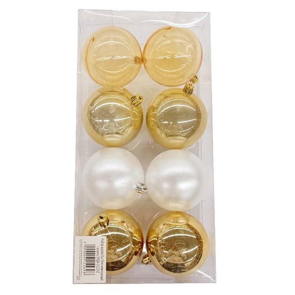 Набор шаров 8шт 8см жемчужный+золото SYQA-012242