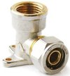 Угольник латунный обжимной с креплением Pro Aqua Ø16x1/2" внутренняя резьба
