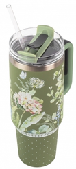 Термокружка Sirocco Лесной букет с трубочкой 1,2л нерж.сталь