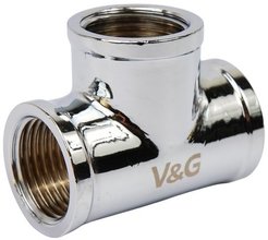 Тройник латунный V&G хромированный 1/2" внутренняя резьба