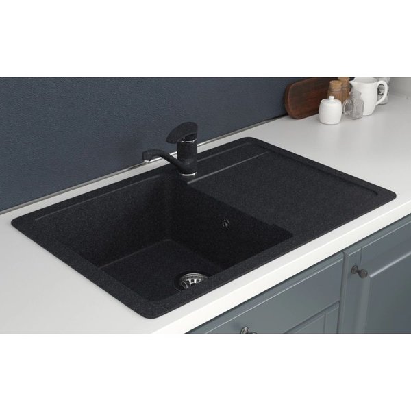 Мойка кухонная MIXLINE ML-GMS15 Стандарт 640х505х185мм прямоугольная с крылом, черный