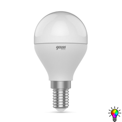 Лампа Gauss Basic Шар 7W 470lm 3000K-4000K-6500K Е14 изм.цвет.темп. LED 1/10/100