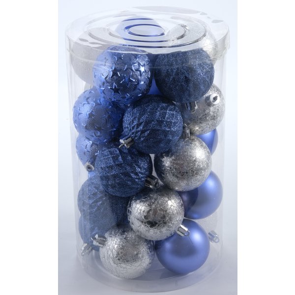 Набор шаров 25шт 6см, голубой+серебро+белый, SYQA-0123245