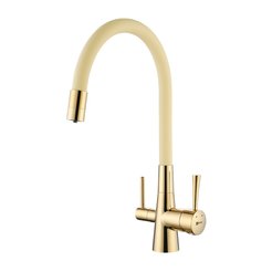 Смеситель для кухни Lemark Comfort LM3075G-Beige с гибким изливом и переключением на фильтр для питьевой воды