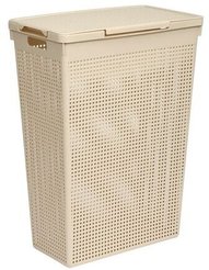 Корзина д/белья Виолет Лофт узкая 50л 45х26х61,5см с крышкой, латте ПП