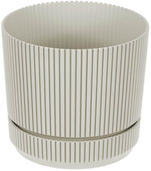Кашпо пластиковое Стрип d17см h15,2см v2,3л, кремовый, с подставкой