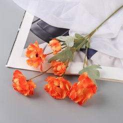 Букет искусственный Космея махровая оранжевый 58см