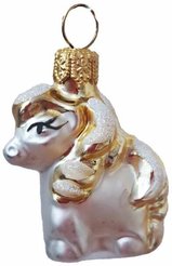 Украшение елочное Пони золото стекло 5см