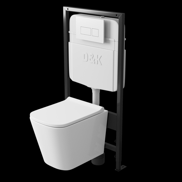 Комплект системы инсталляции D&K DI8055119 с унитазом безободковым D&K Berlin, микролифт+панель смыва D&K Rhei