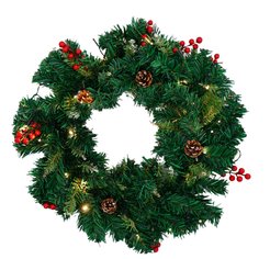 Венок новогодний 50см с подсветкой, шишками и ягодами SYWB-0321231