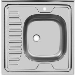 Мойка кухонная накладная Mega 60x60х12,5см квадратная, чаша справа, нерж.сталь
