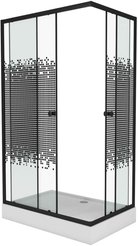 Уголок душевой NG-012-14Q BLACK(1200х800х1950) низкий поддон(13см) стекло МОЗАИКА, 2 места