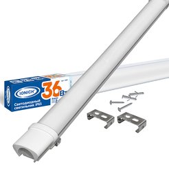 Светильник линейный ДСП 36Вт 6500К, 1200-LED-S-36-6500-УХЛ2-IP65 холодный свет, 1200х37х25мм
