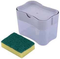 Дозатор д/моющего средства с губкой Multidom Press 600мл 14х9х11см пластик