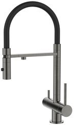 Смеситель для кухни IDDIS Ace ACEGMFFi05 с фильтром и гибким изливом, графит